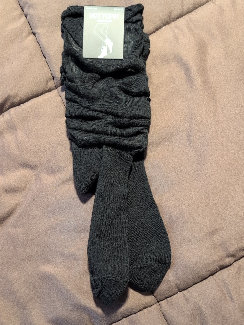 Hot Topic Black Over-the-Calf Ribbed Socks